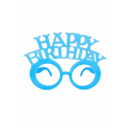 Parti Gözlük Plastik Camsız Happy Birthday Neon Mavi 14x6 cm