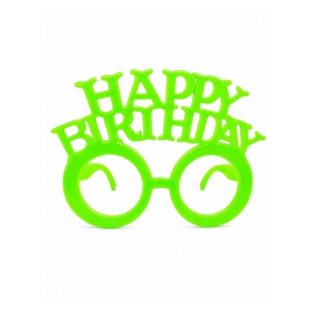Parti Gözlük Plastik Camsız Happy Birthday Neon Yeşil