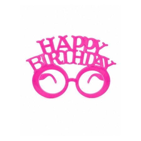 Parti Gözlük Plastik Camsız Happy Birthday Neon Pembe
