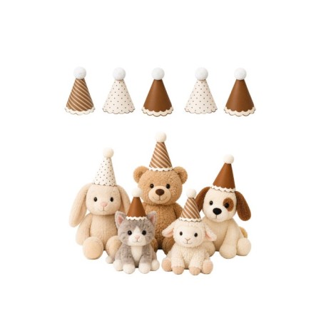 Mini Ponponlu Retro Renkli Kağıt Şapka 5 Adet