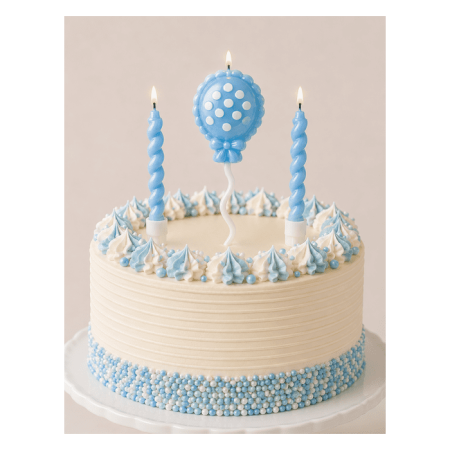 Makaron Mavi Uçan Balon Mum 10x15 cm 3 lü