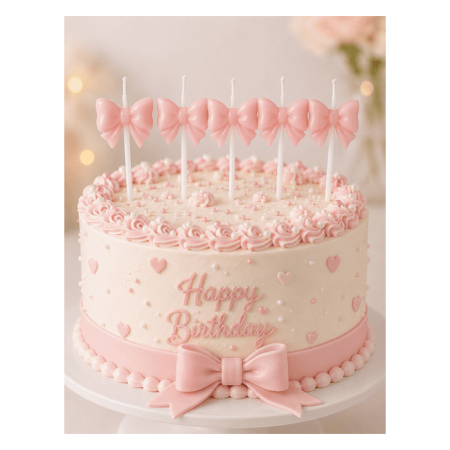 Pembe Fiyonk Mum 5x3 cm 5 li