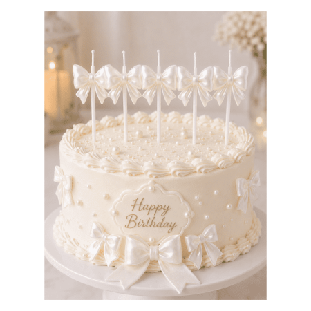 Sedefli Beyaz Fiyonk Mum 5x3 cm 5 li