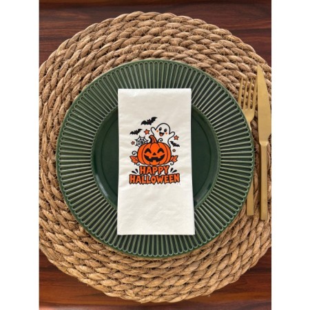 Happy Halloween Bal kabaklı  Renkli Baskılı Peçete Beyaz 16 Adet