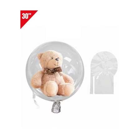 Plastik Şeffaf Bobo Balon Çift Çıkışlı 30 İnç