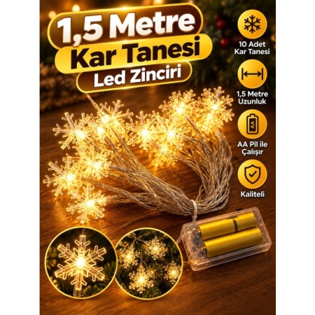 1,5 Metre Kar Tanesi Led Zinciri Pili