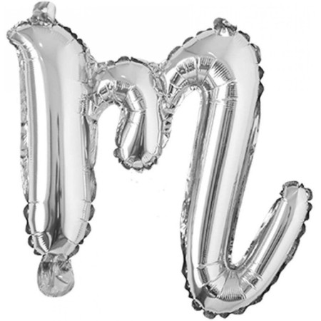 M Harf Gümüş El Yazısı Folyo Balon 18 inc 45 cm