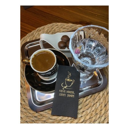 Gold Yaldızlı Siyah Kahve Bahane Sohbet Şahane Peçete 6x12 cm