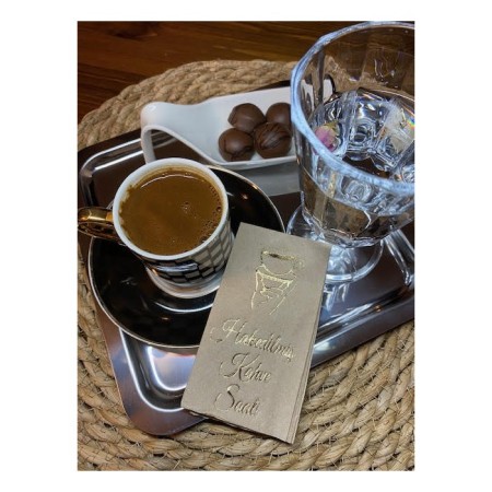 Gold Yaldızlı Kraft Hakedilmiş Kahve Saati Peçete 6x12 cm