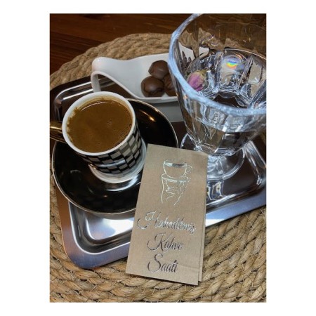 Gümüş Yaldızlı Kraft Hakedilmiş Kahve Saati Peçete 6x12 cm