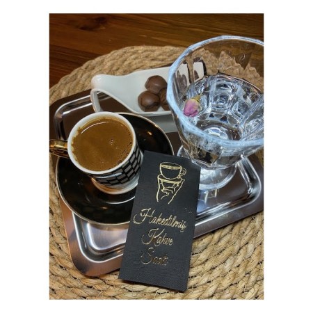 Gold Yaldızlı Siyah Hakedilmiş Kahve Saati Peçete 6x12 cm