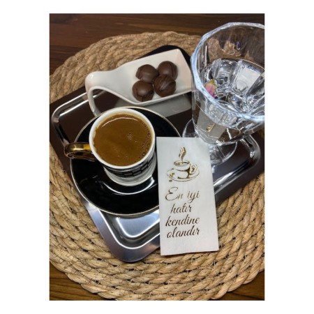 Gold Yaldızlı Beyaz En İyi Hatır Kendine Olandır Peçete 6x12 cm