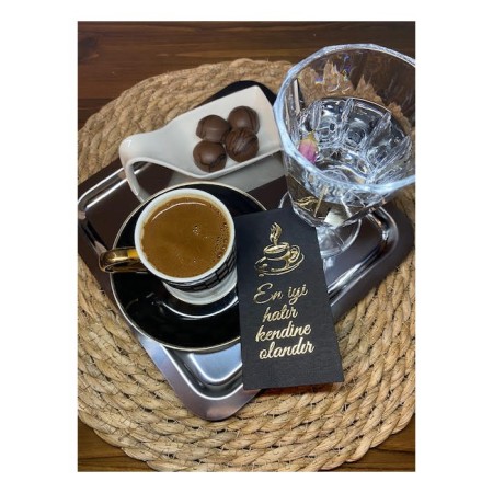 Gold Yaldızlı Siyah En İyi Hatır Kendine Olandır Peçete 6x12 cm