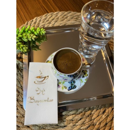 Gold Yaldızlı Beyaz İyi Bayramlar Peçete 6x12 cm