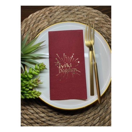 Gold Yaldızlı Kırmızı İyi Ki Doğdun Peçete 16 lı