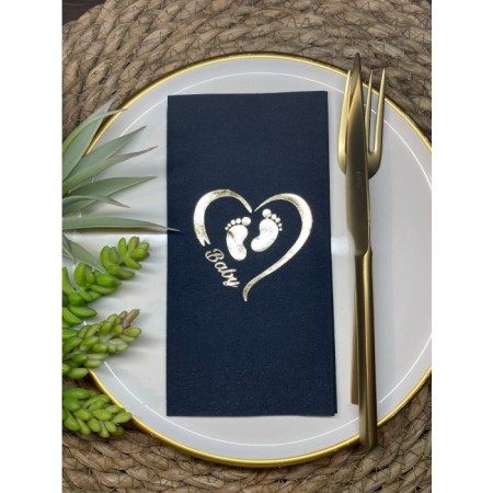 Gold Yaldızlı Siyah Baby Ayaklı Peçete