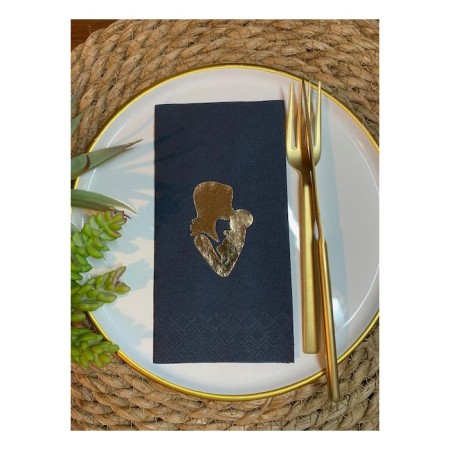 Gold Yaldızlı Siyah Anne Bebek Peçete