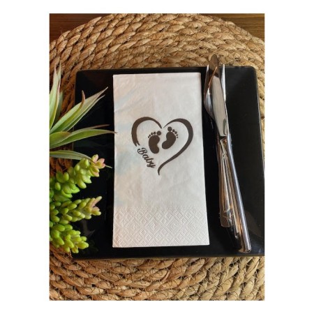 Gümüş Yaldızlı Beyaz Baby Ayaklı Peçete