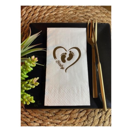 Gold Yaldızlı Beyaz Baby Ayaklı Peçete