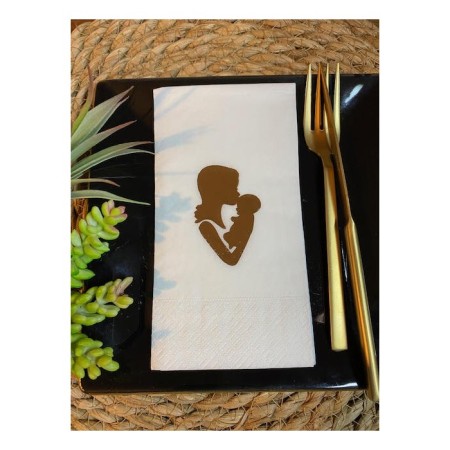 Gold Yaldızlı Beyaz Anne Bebek Peçete