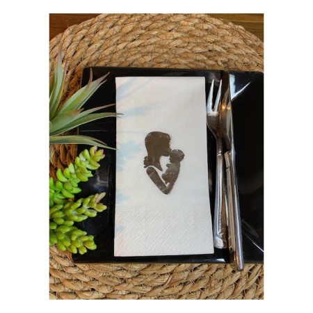 Gümüş Yaldızlı Beyaz Anne Bebek Peçete