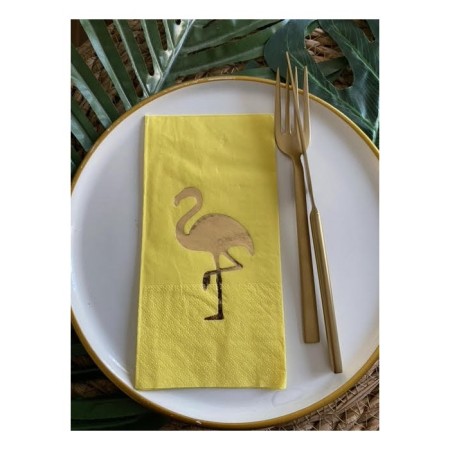 Gold Yaldızlı Sarı Flamingo Peçete