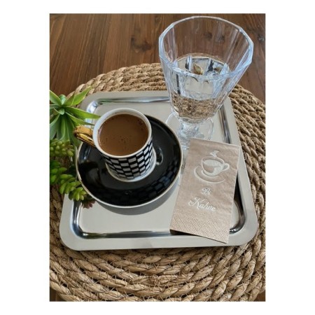 Gümüş Yaldızlı Kraft Bi Kahve Peçete 6x12 cm