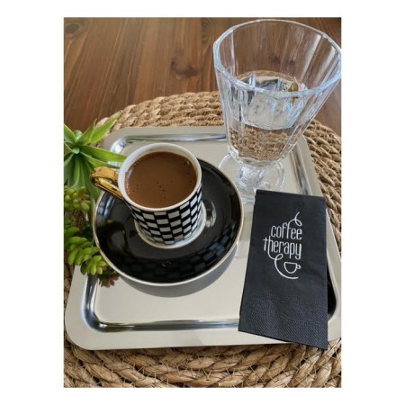 Gümüş Yaldızlı Siyah Coffee Therapy Peçete 6x12 cm
