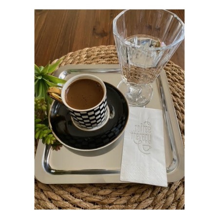 Gümüş Yaldızlı Beyaz Coffee Therapy Peçete 6x12 cm