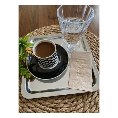 Gold Yaldızlı Beyaz Hayat Kahveden Sonra Başlar Peçete 6x12 cm