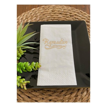 Gold Yaldızlı Beyaz Ramadan Karem Peçete 16 Adet Yeni Model