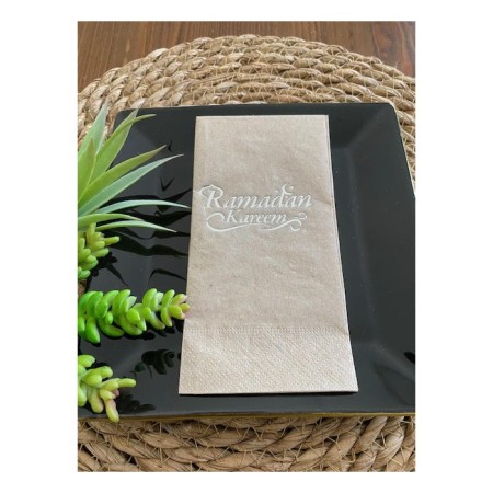 Gümüş Yaldızlı Kraft Ramadan Karem Peçete 16 Adet Yeni Model