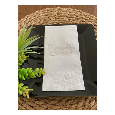 Gümüş Yaldızlı Beyaz Ramadan Karem Peçete 16 Adet Yeni Model