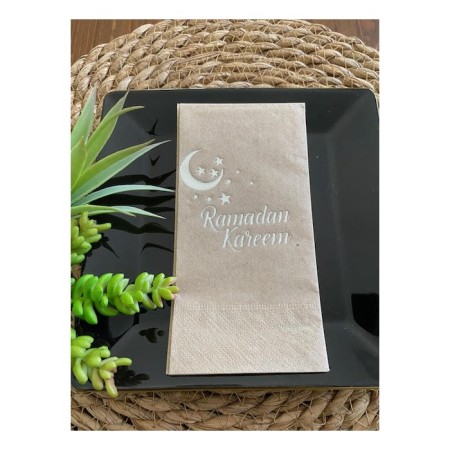 Gümüş Yaldızlı Kraft Ramadan Karem Peçete 16 Adet