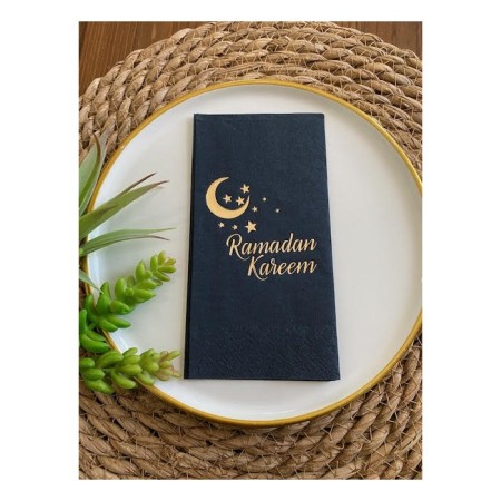G0ld Yaldızlı Siyah Ramadan Karem Peçete 16 Adet