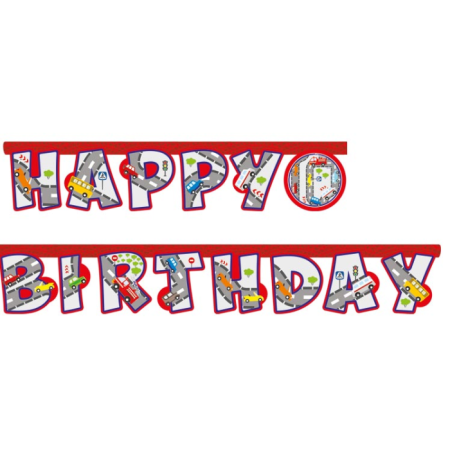 Trafik Temalı Happy Bırthday Uzar Yazı Banner