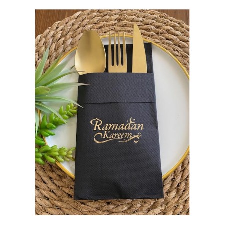 Gold Siyah Cepli Ramadan Karem Peçete 12 Adet 40x40 Yeni Model