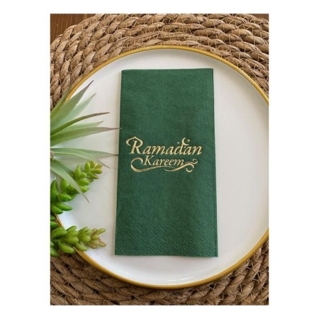 Gold Yaldızlı Yeşil Ramadan Karem Peçete 16 Adet Yeni Model