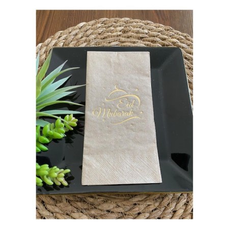 Gold Yaldızlı Kraft Eid Mubarak Peçete 16 Adet