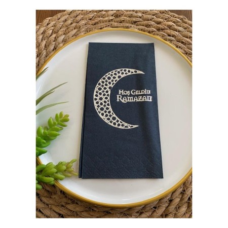 Gümüş Yaldızlı Siyah Hoş Geldin Ramazan Garson Katlama 16 lı Yeni Model