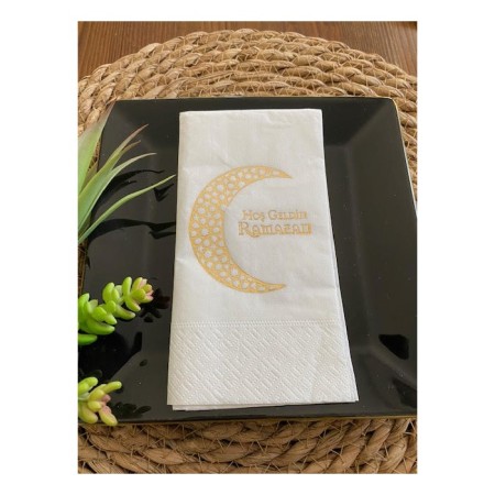 Gold Yaldızlı Beyaz Hoş Geldin Ramazan Garson Katlama 16 lı Yeni Model