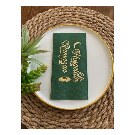 Gold Yaldızlı Yeşil Hoş Geldin Ramazan Peçete 16 lı