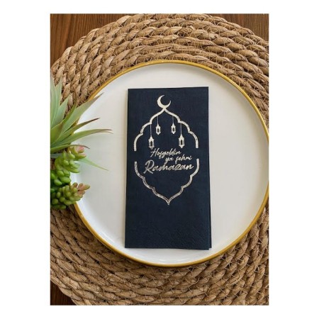 Gümüş Yaldızlı Siyah Hoş Geldin Ya Şehri Ramazan Garson Katlama 16 lı Yeni Model