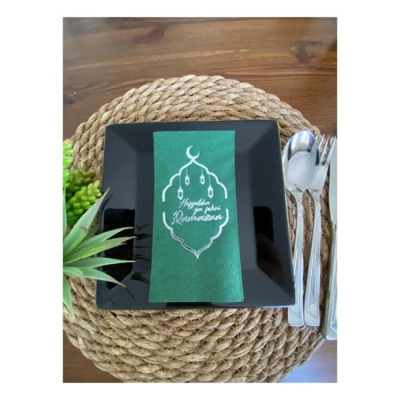 Gümüş Yaldızlı Yeşil Hoş Geldin Ya Şehri Ramazan Garson Katlama 16 lı Yeni Model