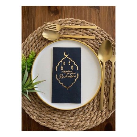 Gold Yaldızlı Siyah Hoş Geldin Ya Şehri Ramazan Garson Katlama 16 lı Yeni Model