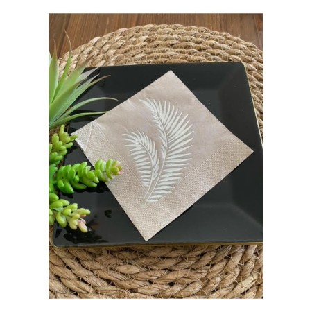 Gümüş Yaldızlı Kraft Yaprak Kokteyl Peçete 24x24