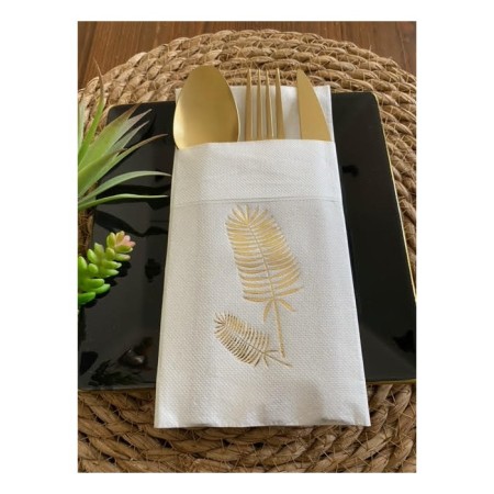 Gold Beyaz Cepli Palmiye Peçete 12 Adet 40x40
