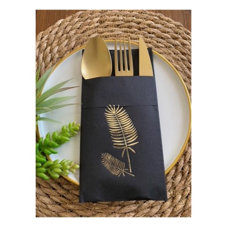 Gold Siyah Cepli Palmiye Peçete 12 Adet 40x40