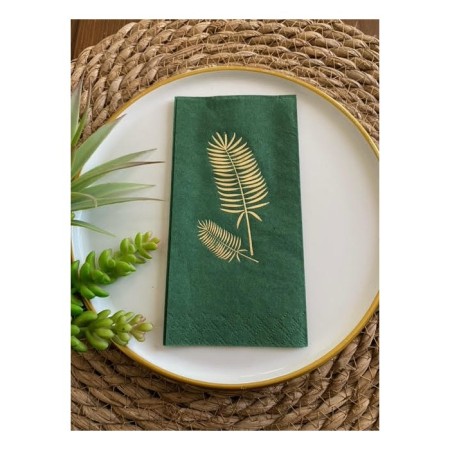 Gold Yaldızlı Yeşil Palmiye Peçete