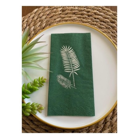 Gümüş Yaldızlı Yeşil Palmiye Peçete